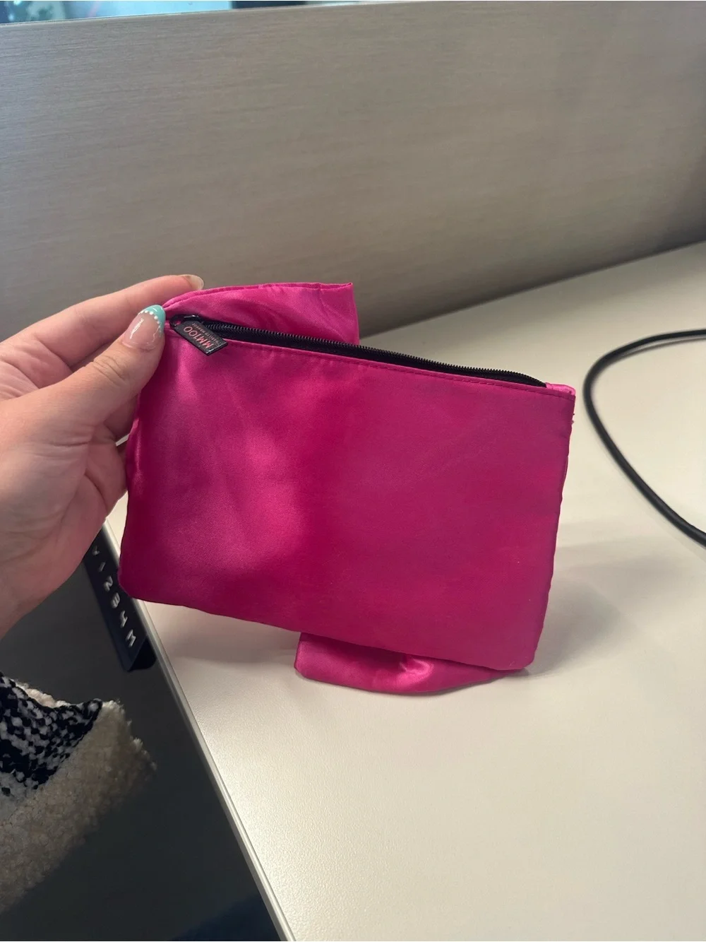 ipsy Hot Pink Satin Knot Cosmetic Pouch